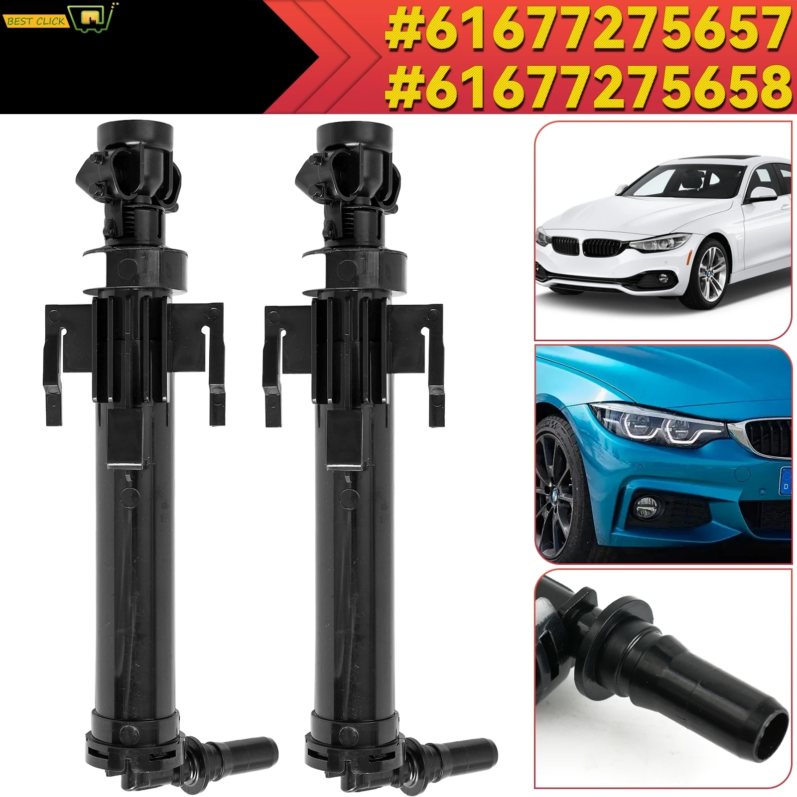 Headlight Washer Spray Nozzle For BMW 1 2 3 4 Series F20 F21 F22 F30 F31 F34 GT F80 F32 F33 F36 F82 F83 61677275657 61677275658