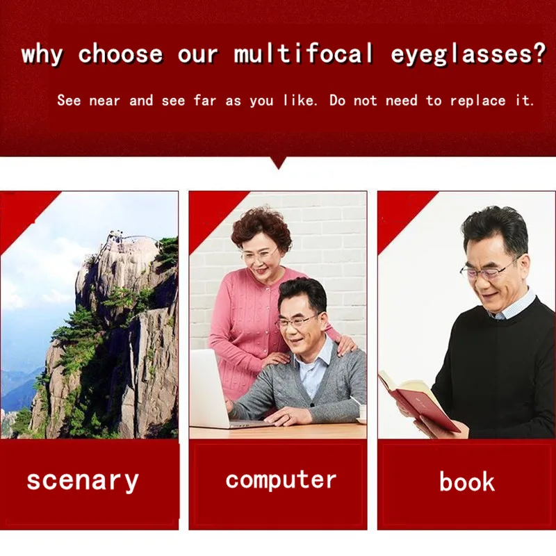 Men Women Near-far dual-purpose multi-focus reading glasses progressive intelligent zoom anti-blue UV Protect Presbyopic Glasses
