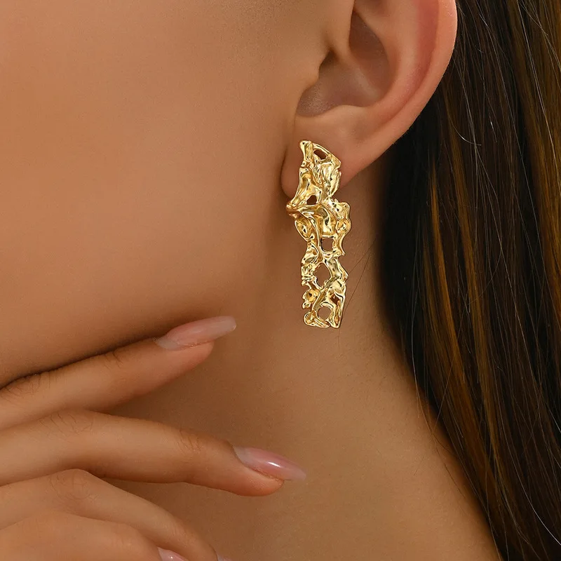Neova Minimalist Instagram Style Lightweight Luxury Earrings Bohemian Sweet Ruffled Hollow Design Studs and Dangle Earrings