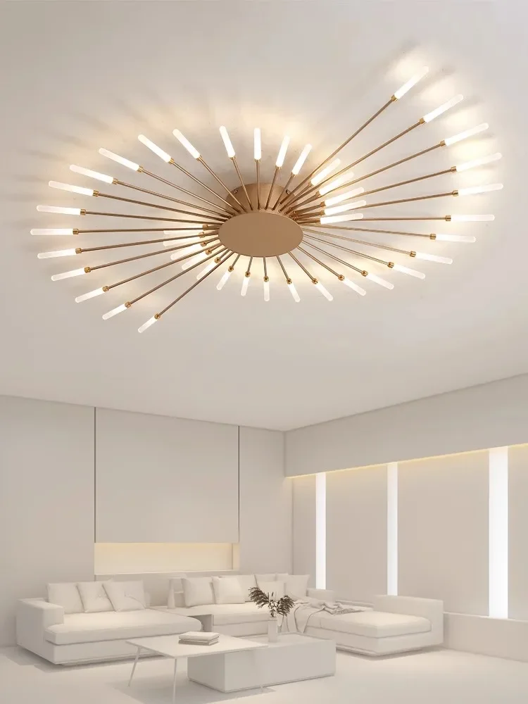 Lámparas de techo LED modernas para sala de estar, luces de techo nórdicas para dormitorio, minimalismo, oro, negro, fuegos artificiales,