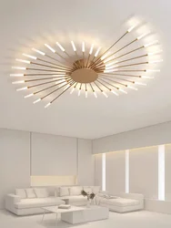 Lámparas de techo LED modernas para sala de estar, luces de techo nórdicas para dormitorio, minimalismo, oro, negro, fuegos artificiales, candelabro, accesorios de iluminación