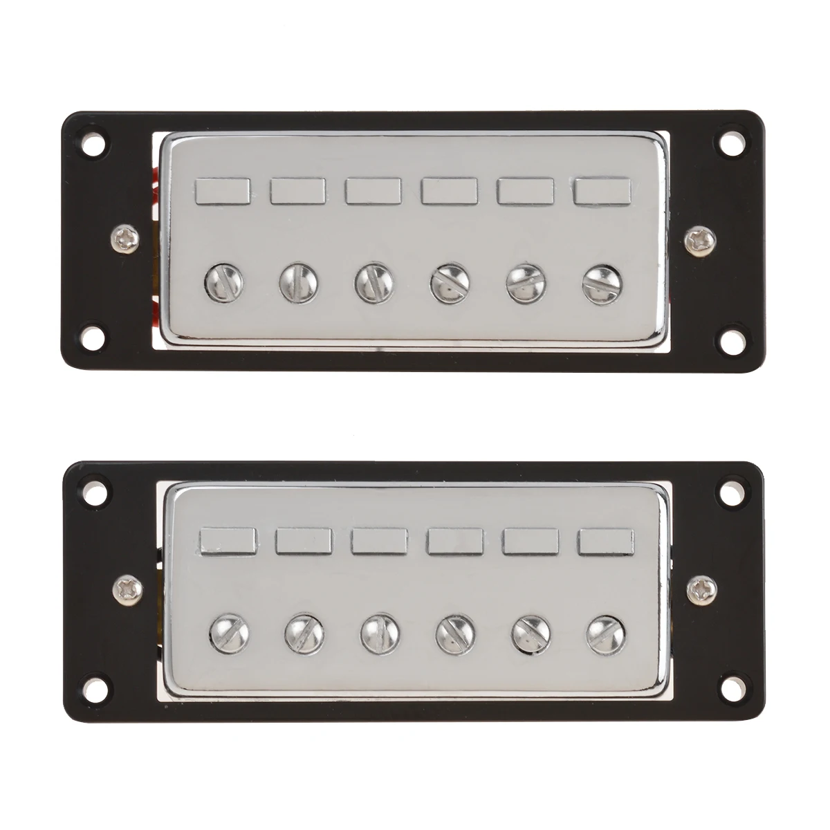 1Set Mini Humbucker Pickups Bridge and Neck Set for Electric Guitar Parts Chrome with Black Frame