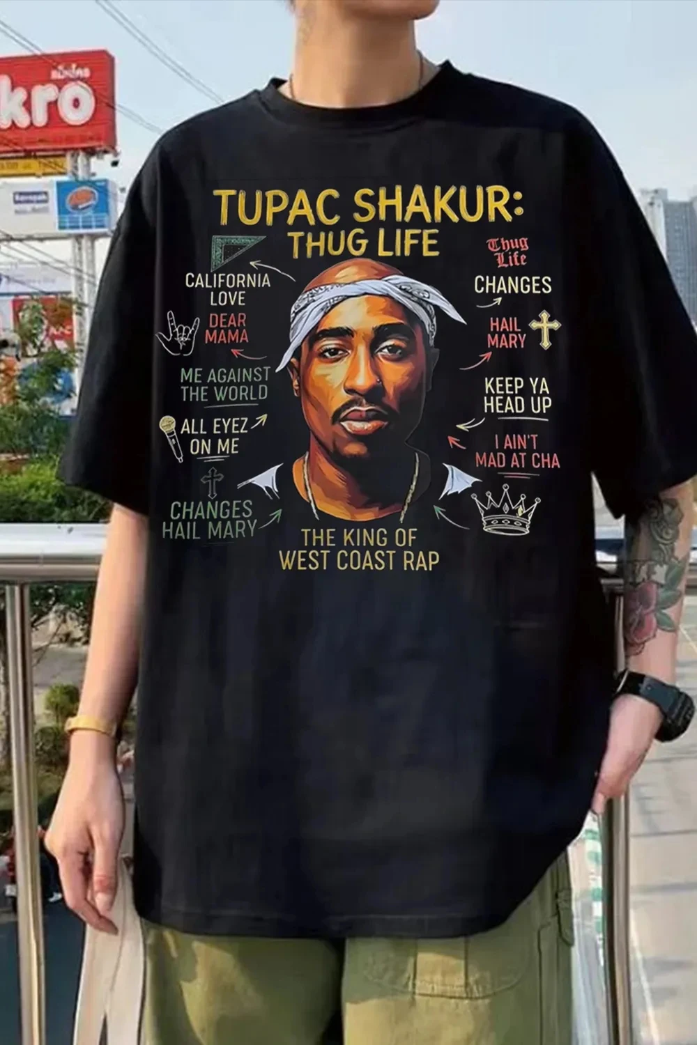 Camiseta 2pac Fashion 2026 para Homens e Mulheres, Camisetas de Algodão Casuais de Verão, Manga Curta, Gola Redonda, Roupas Soltas, Tendência