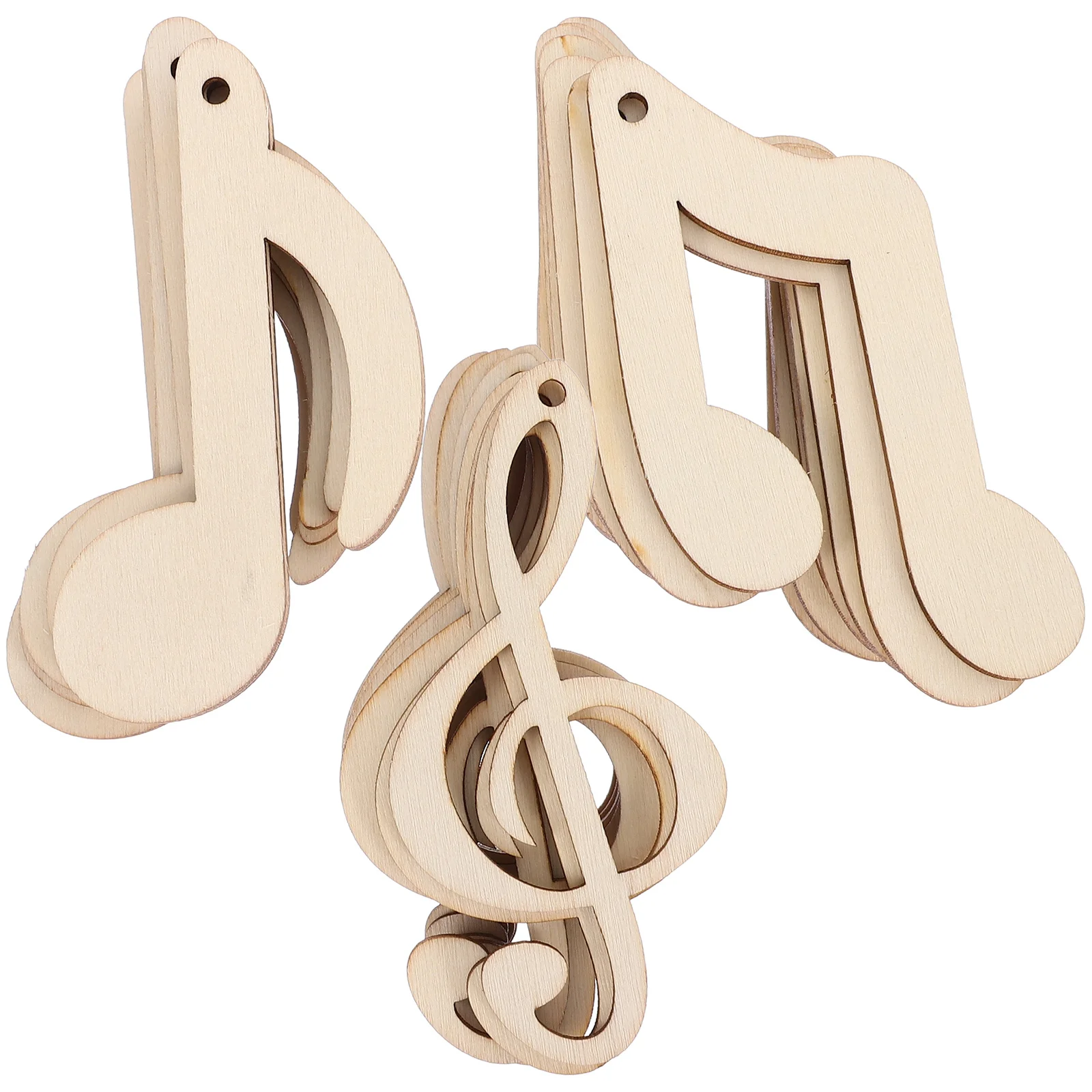 30 قطعة ملاحظة الموسيقى فارغة شرائح الخشب لم تنته الطبيعية Diy بها بنفسك الحرفية القواطع للمشروعات المدرسية الحلي اليدوية الخشبية #3