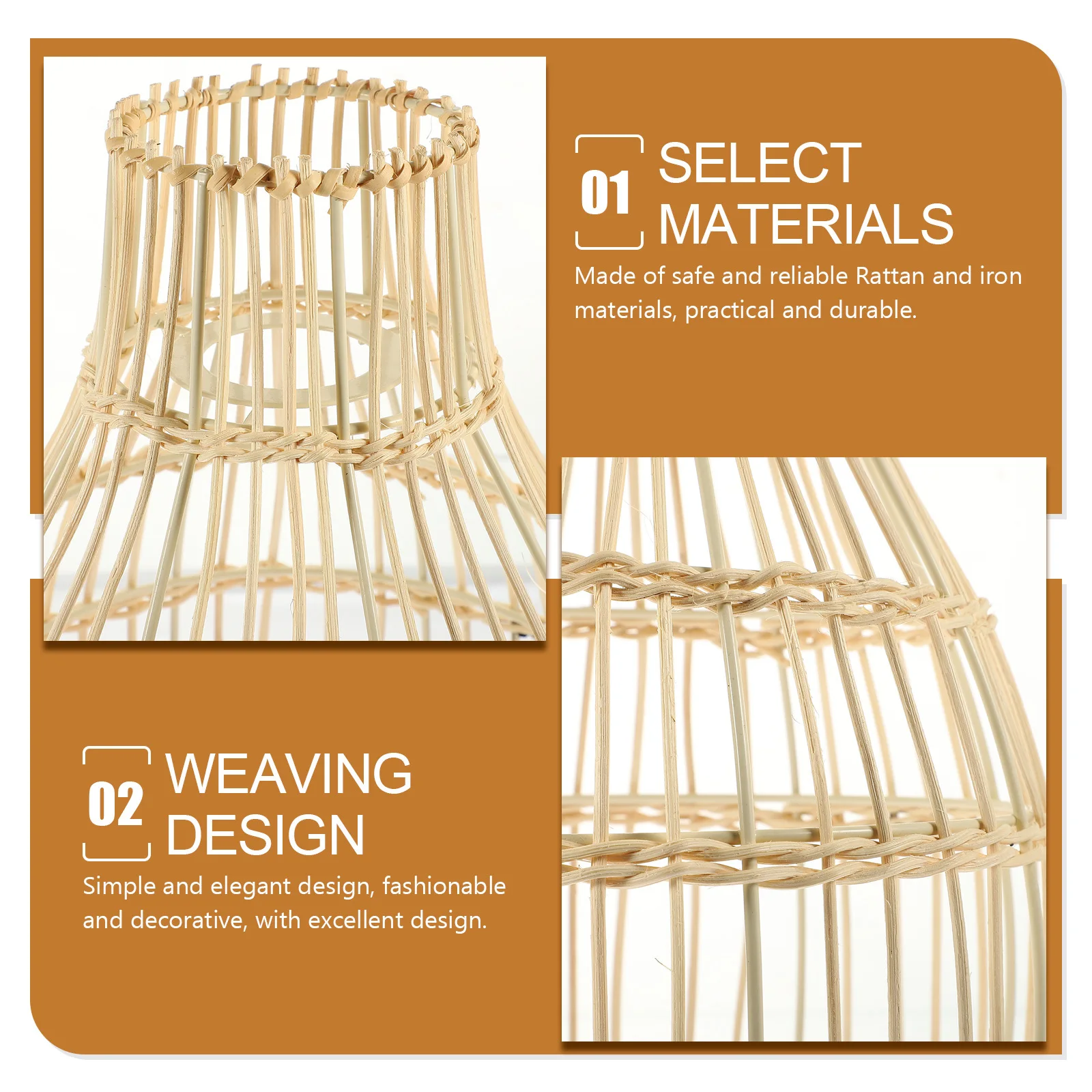 

Rattan Woven Lampshade Rustic Pendant Ceiling Lamp Cover for Dining Room Bedroom Coffee Shop Decoration Rattan Lamp Shade