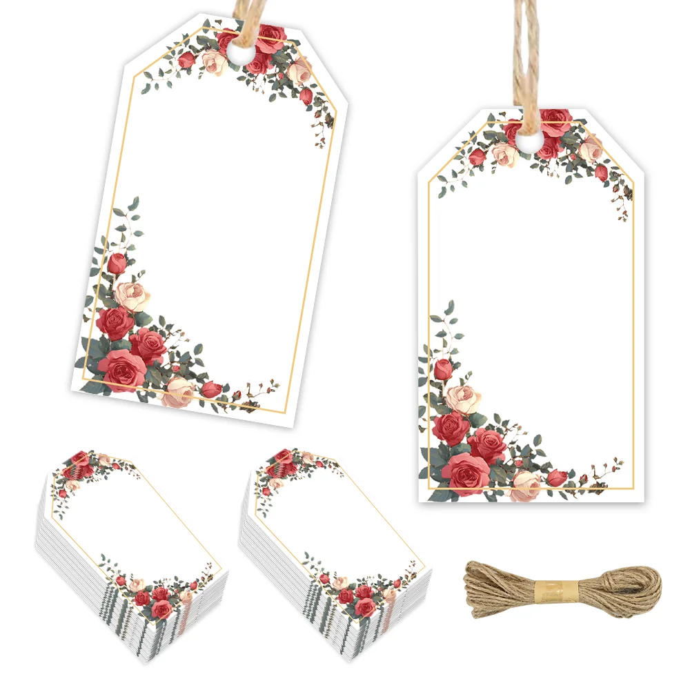 40個、クリスマスタグ、ギフトラベル、パーティーデコレーション、DIYカード、ホリデーホームデコレーション、グリーティングカード、パーティーカード、ギフト紐