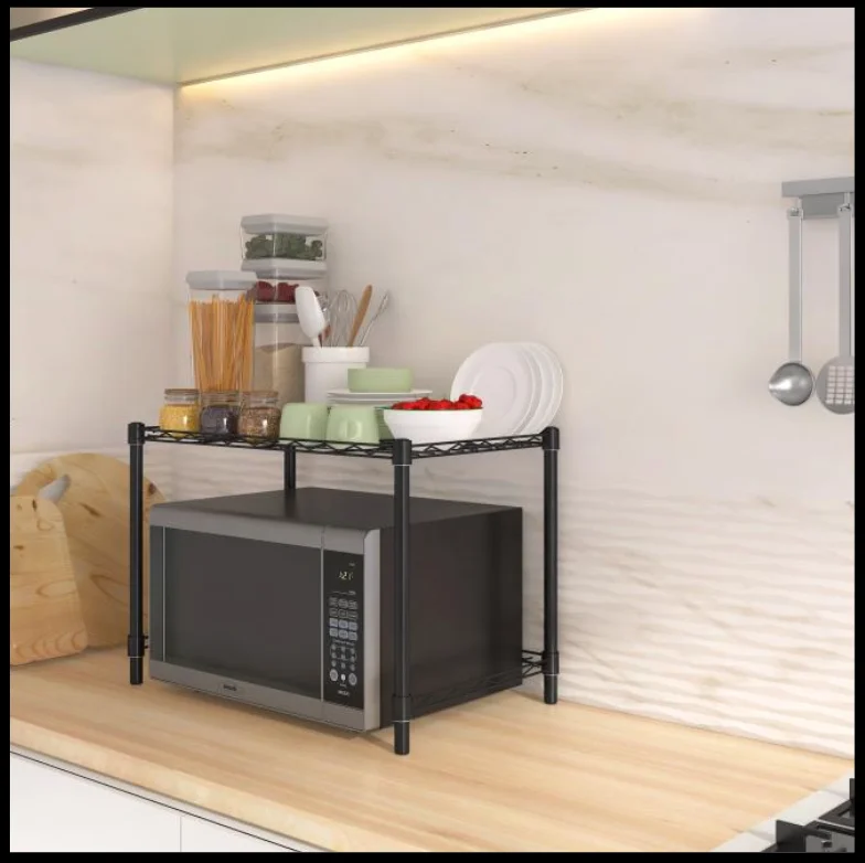 Metal countertop stackable pantry storage rack for cupboard kitchen storage rack