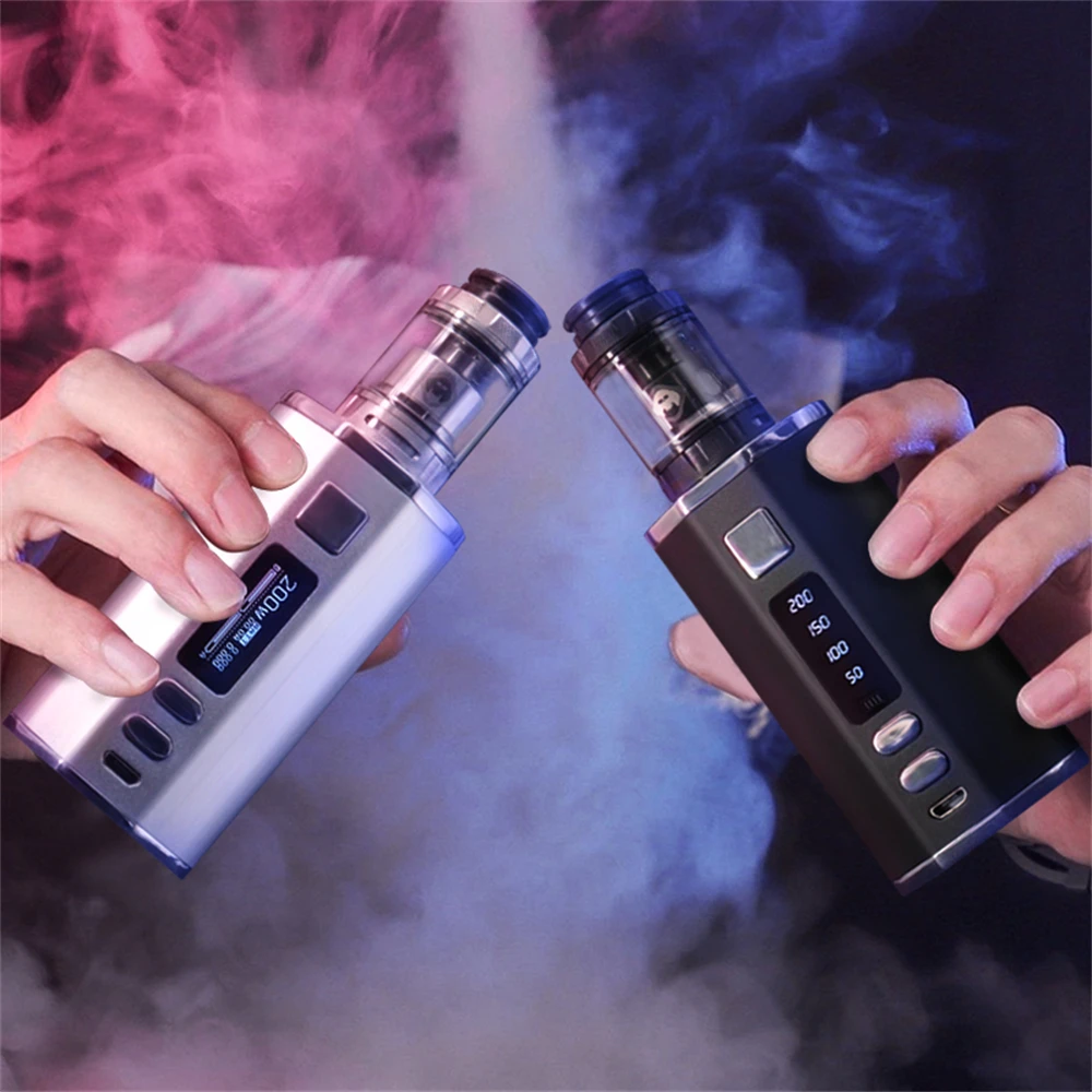 Imagem -02 - E-cigarter 200w Vape Destino Rta Caixa Mod Kit 24 mm Tanque 4400mah Bateria com 2ml 4ml Vape Pen Box Mod E-cig Vaper Kit