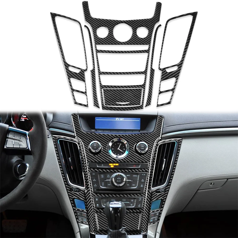 

For Ca dillac CTS 2008-2013 Center Set 6 pieces carbon fiber decorative stickers