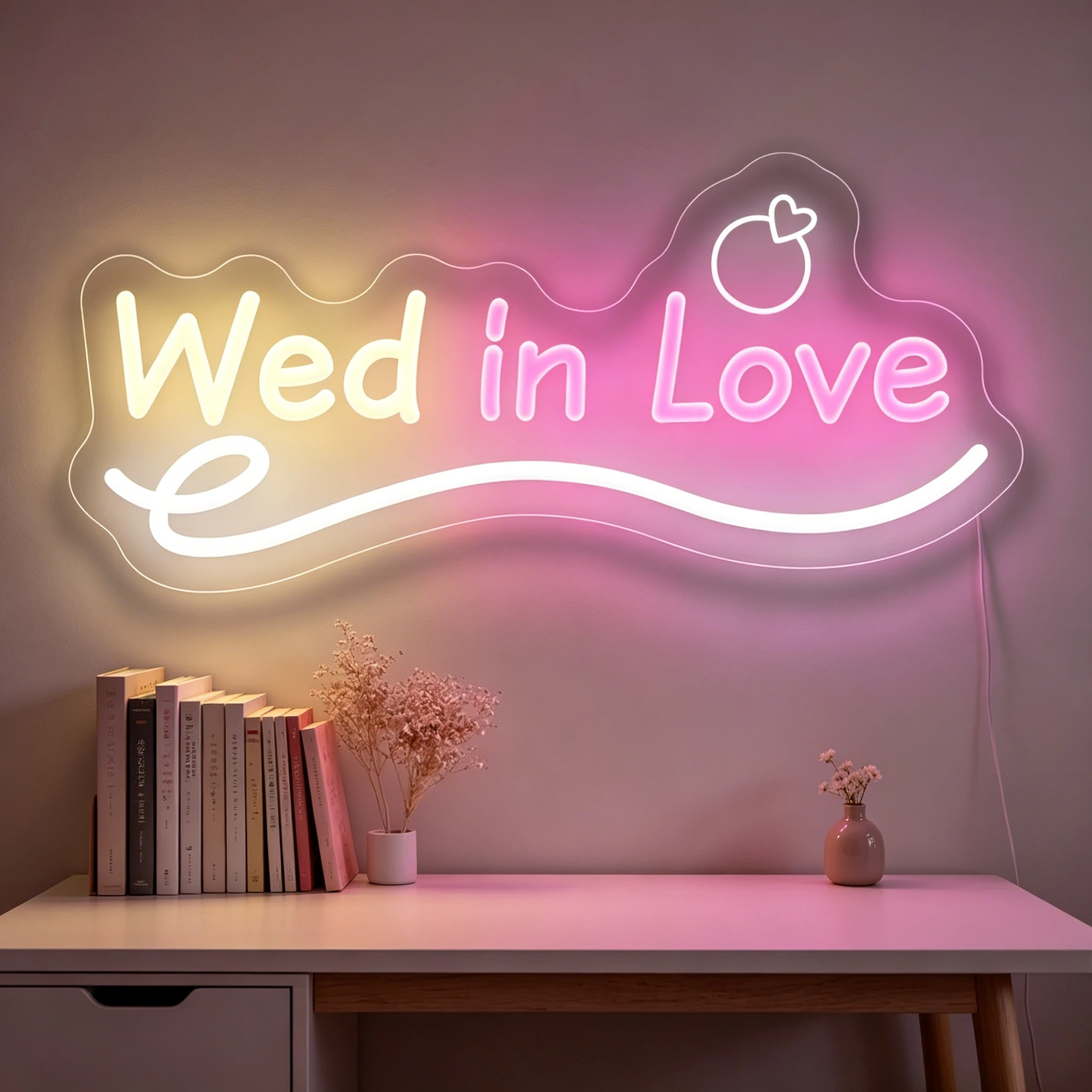 

Wed in Love LED Neon Sign Love Ring Neon Light Dimmable USB for Bedroom Art Wedding Newlyweds Anniversary Decor Birthday Gift