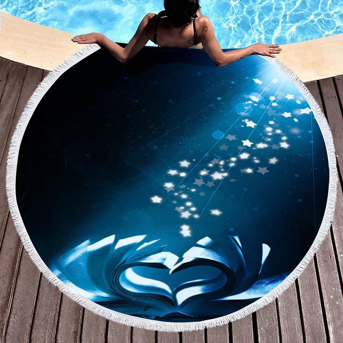 Round Beach Towel,Retro Open Book Microfiber Beach Blanket Soft Absorbent Quick Dry Beach Towel Mat Sand Proof Circle Yoga Mat