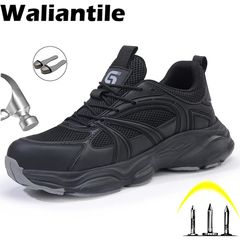 

Waliantile Protective Safety Work Shoes For Men Construction Working Boots Anti-smashing Puncture Proof Indestructible Sneakers