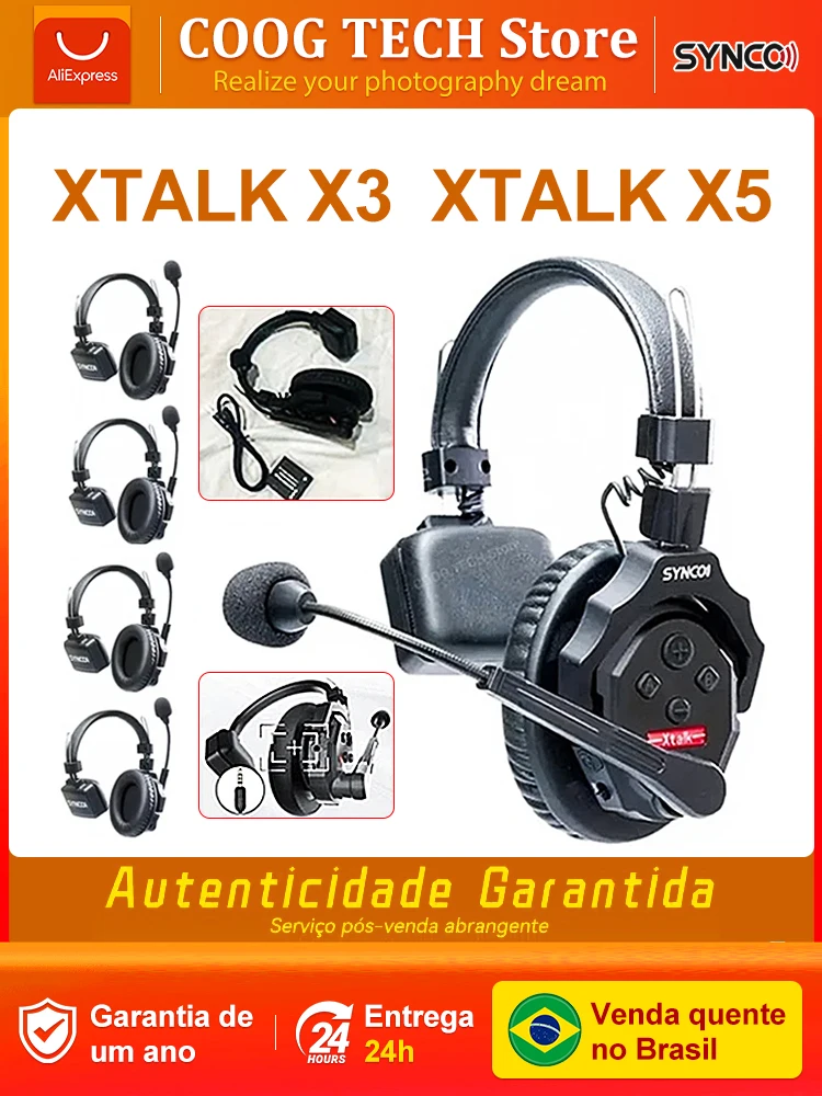 Synco Xtalk 2.4G Full-Duplex Single-Ear X2 X3 X5 X9 Remote Headset Wireless Intercom System for Film Television Shooting Studio