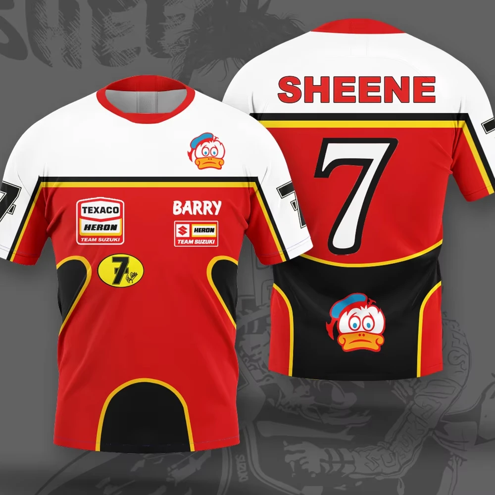 Barry Sheene 7 Driver Fans Men T-shirt Summer Short Sleeve Sports Male Clothes Tee Tops Suzuki Team T Shirts Family Matching