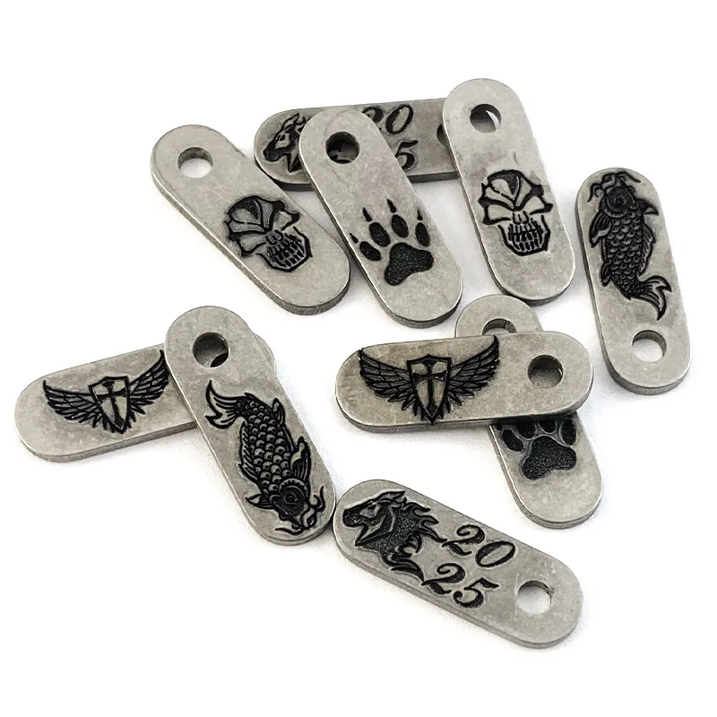 3 Color 5 Patterns Knife Titanium Back Clip FILLER TAB for Rick Hinderer XM18 XM24 Knives Bear Claw / Skull / Angel / Cross LOGO