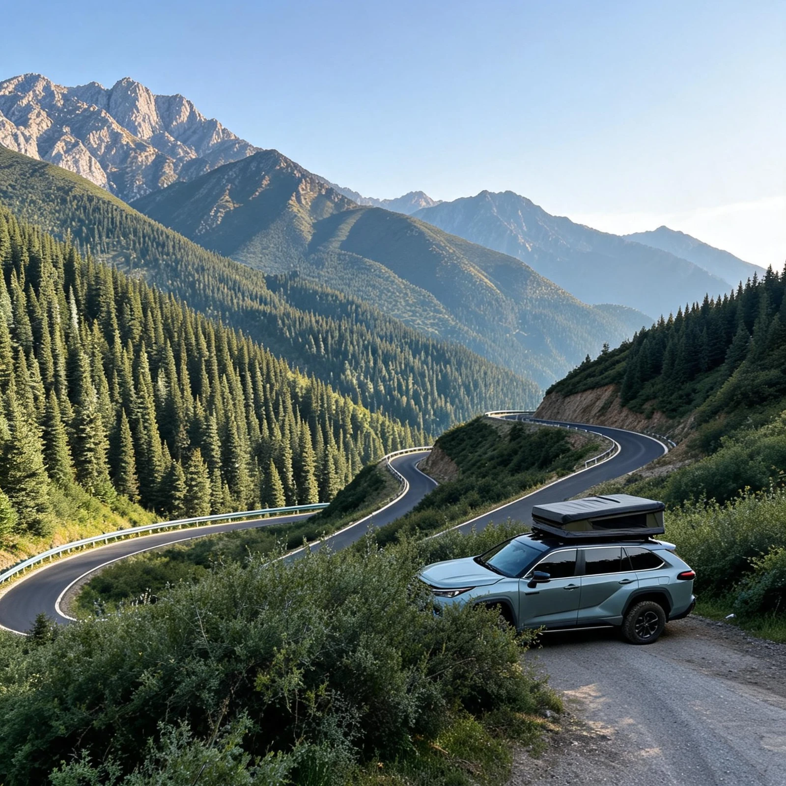 Hard Shell Rooftop Tent Slimline ABS Lightweight Family Camping Tent with Stargazer Window USB Charging for SUV