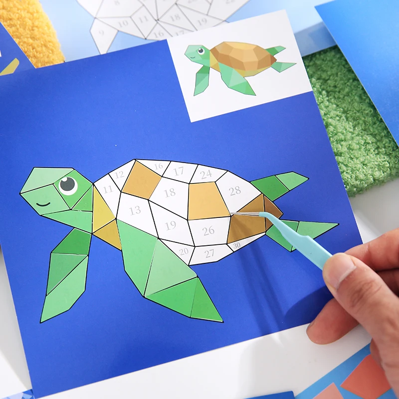 2Style 15Pcs/book Land Animals and Sea Creatures Theme Sticker Book DIY Free Collage Puzzle Leisure Stickers