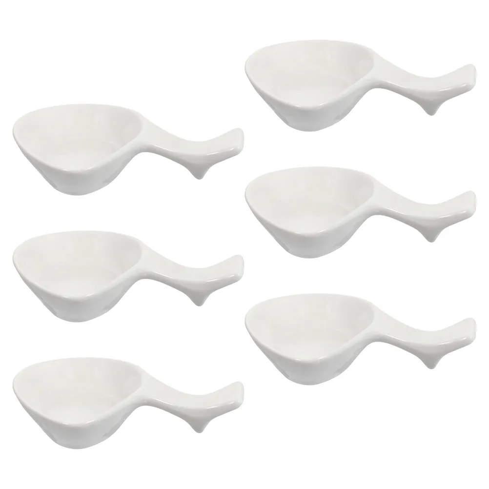 

6Pcs Exquisite Ceramic Seasoning Dish Set Dipping Sauce Plate for Home Restaurant Use Sauce Holder Snack Fruit Salad Dressing