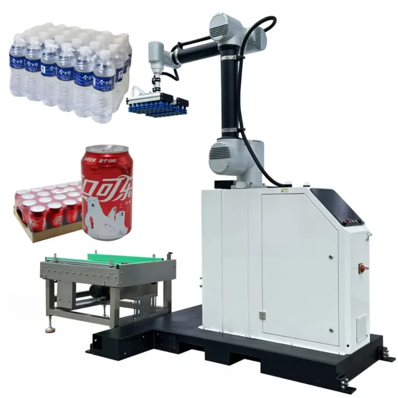 Case Palletizing Machine Single Column Palletizer Automatic Palletizer Robot Stacker Bottled Water Production Line