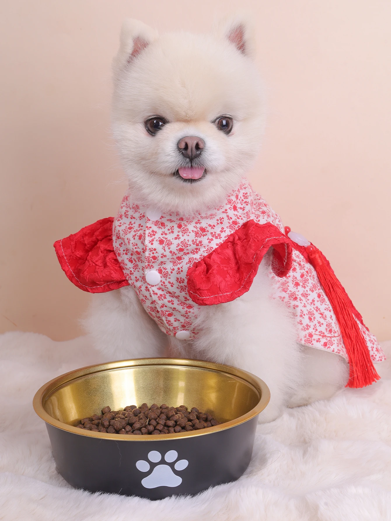 وعاء للكلاب من الفولاذ المقاوم للصدأ بنمط بصمة قدم أبيض ، سهل التنظيف ، وعاء أسود ، مناسب للاستخدام الداخلي والخارجي #1