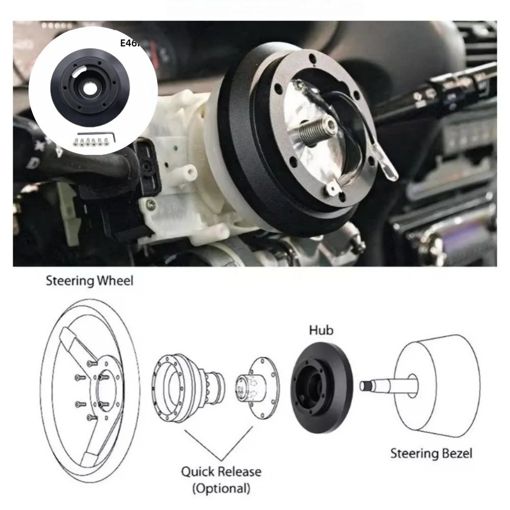 Steering Spacer E46 Hub Adapter Lightweight Construction Compact Design Wide Compatibility As Show Car Interior Upgrade