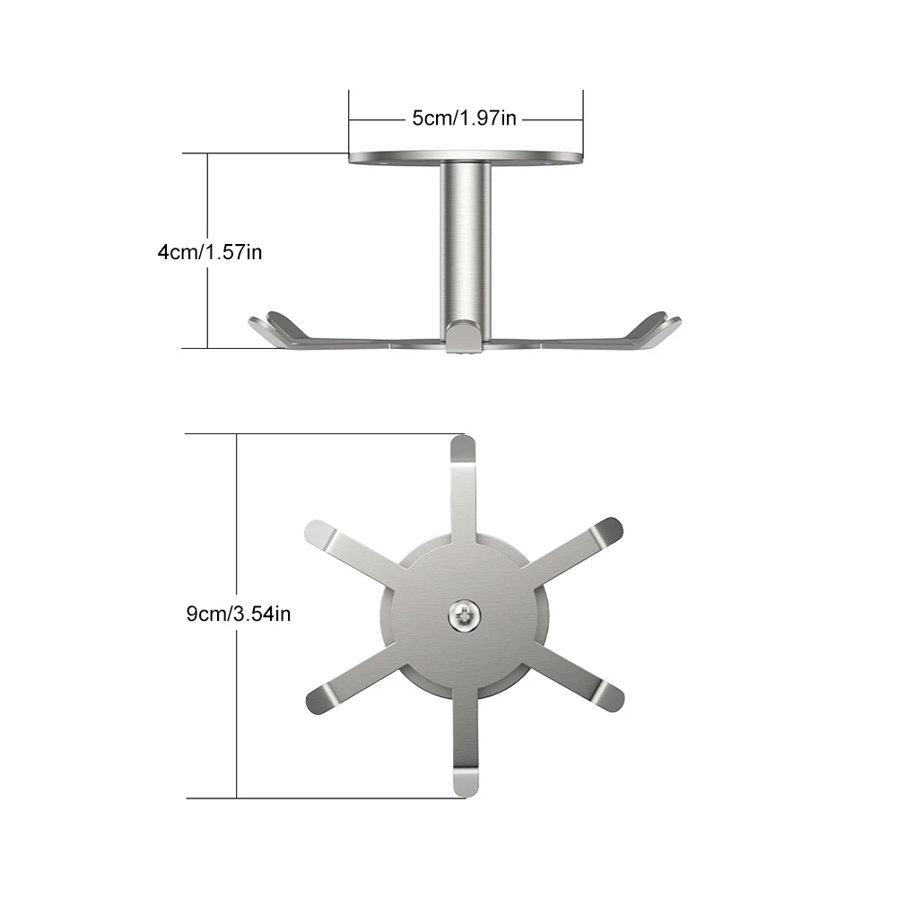 Gancho de acero inoxidable para debajo del gabinete, soporte giratorio para utensilios de cocina, 6 ganchos, estante colgante con tornillo para