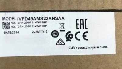 

Brand New Original VFD49AMS23ANSAA 11KW 15HP 230V 3-phase Frequency converter Fast Delivery