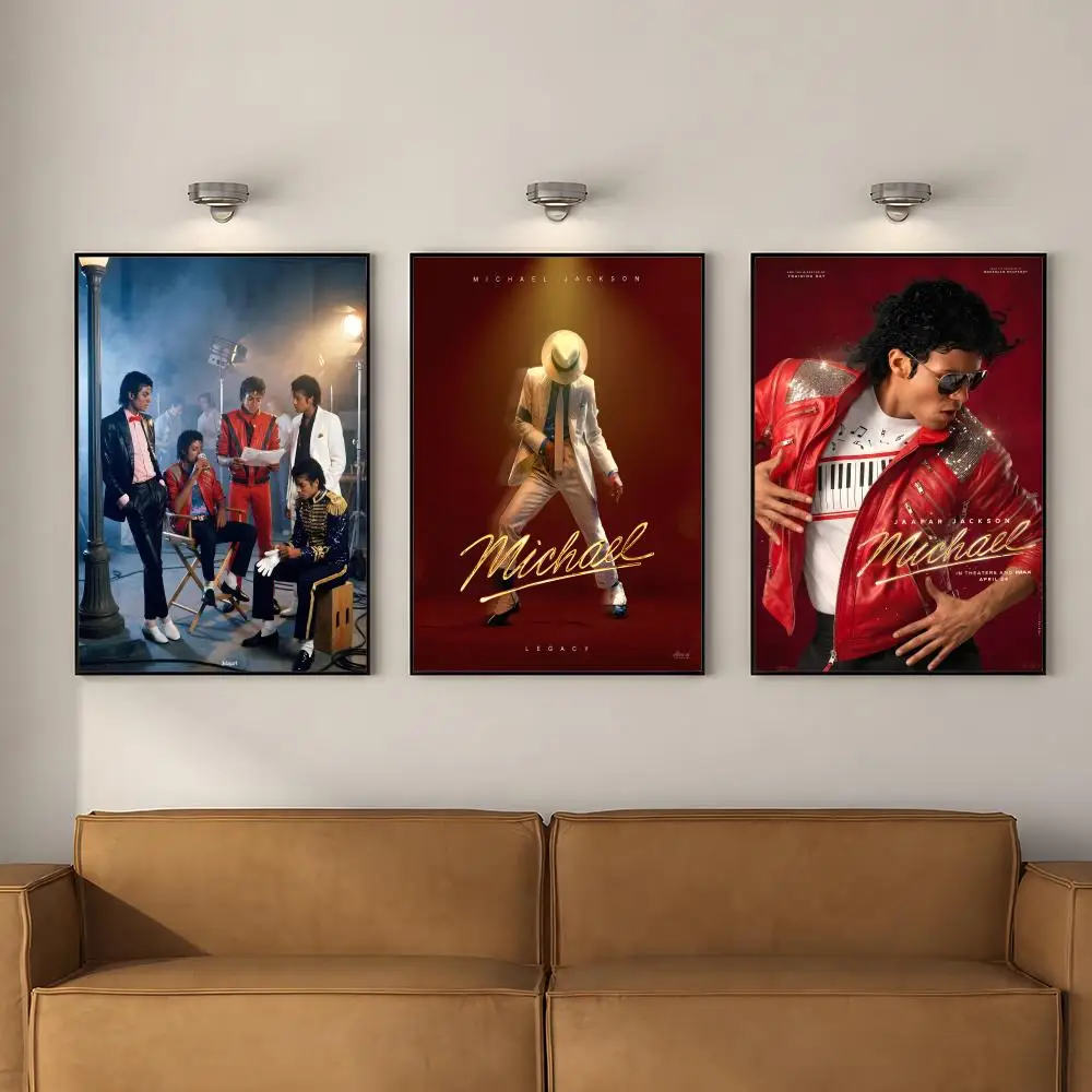 Singer M-Michael-L J-Jackson Albums Poster PP Self Adhesive Decorative Poster Waterproof Waterproof for Apartment Bedroom