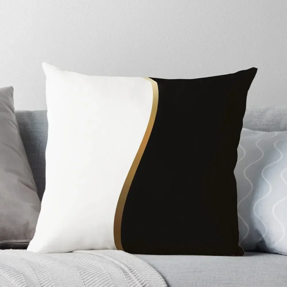 Black and White, Gold Wave Throw Pillow Decorative Sofa Cushions New year christmas decorations 2025 bed pillows pillow