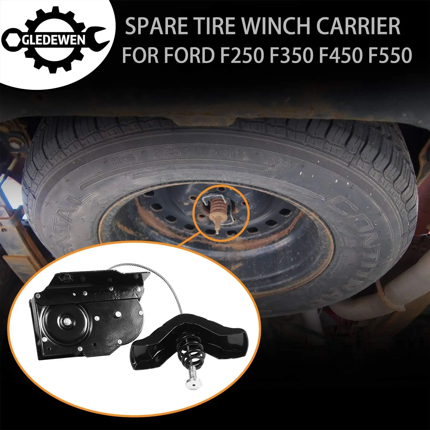 Support de treuil de pneu de secours robuste pour camions Ford F250 F350 F450 F550 1999 – 2007 |   Remplacement à ajustement direct
