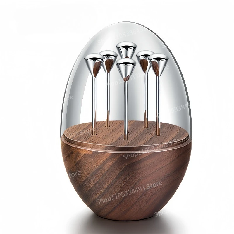 Fruit Sign Egg Shape Nordic Creative Cake Stainless Steel Fruit Fork Cocktail Stick