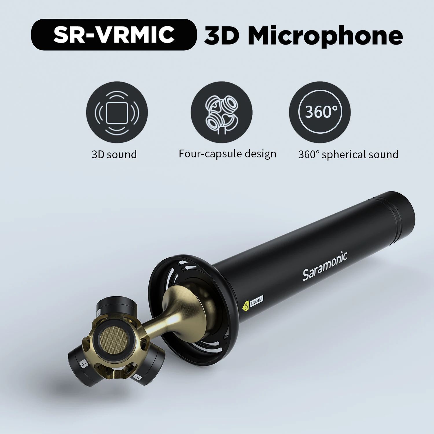 Saramonic SR-VRMIC Handheld Microphone Condenser 3D Cardioid Mic for VR Film Music Content Creation Music Recording Performance