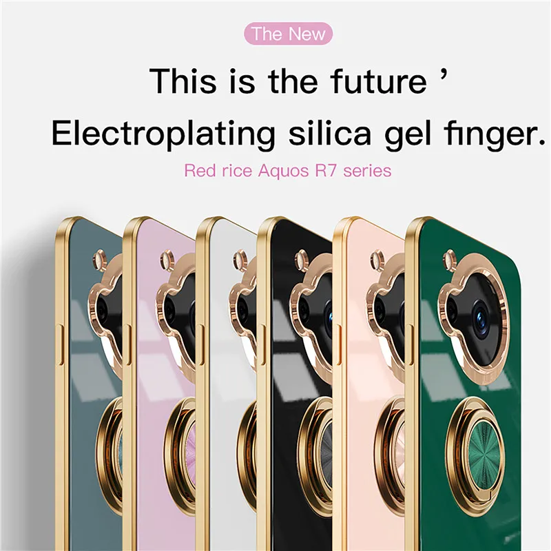 Funda Magnética para Auto con Anillo, Chapado 6D, TPU, para Sharp Aquos R10 R9 R8 R7 Pro Sense10 9 8 Wish 5 4 3, Carcasa con Soporte