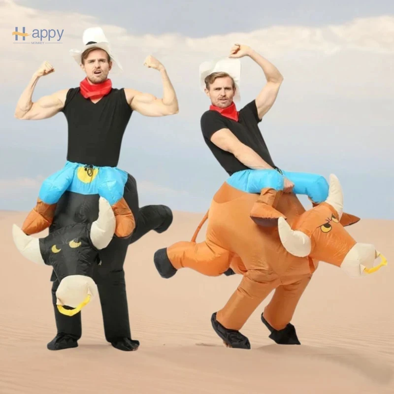 

❤️❤️❤️Cow Bull Rider Inflatable Costume for Adults and Funny Blow Up Western Rodeo Suit for Halloween Party Cosplay Carni❤️⭐️❤️