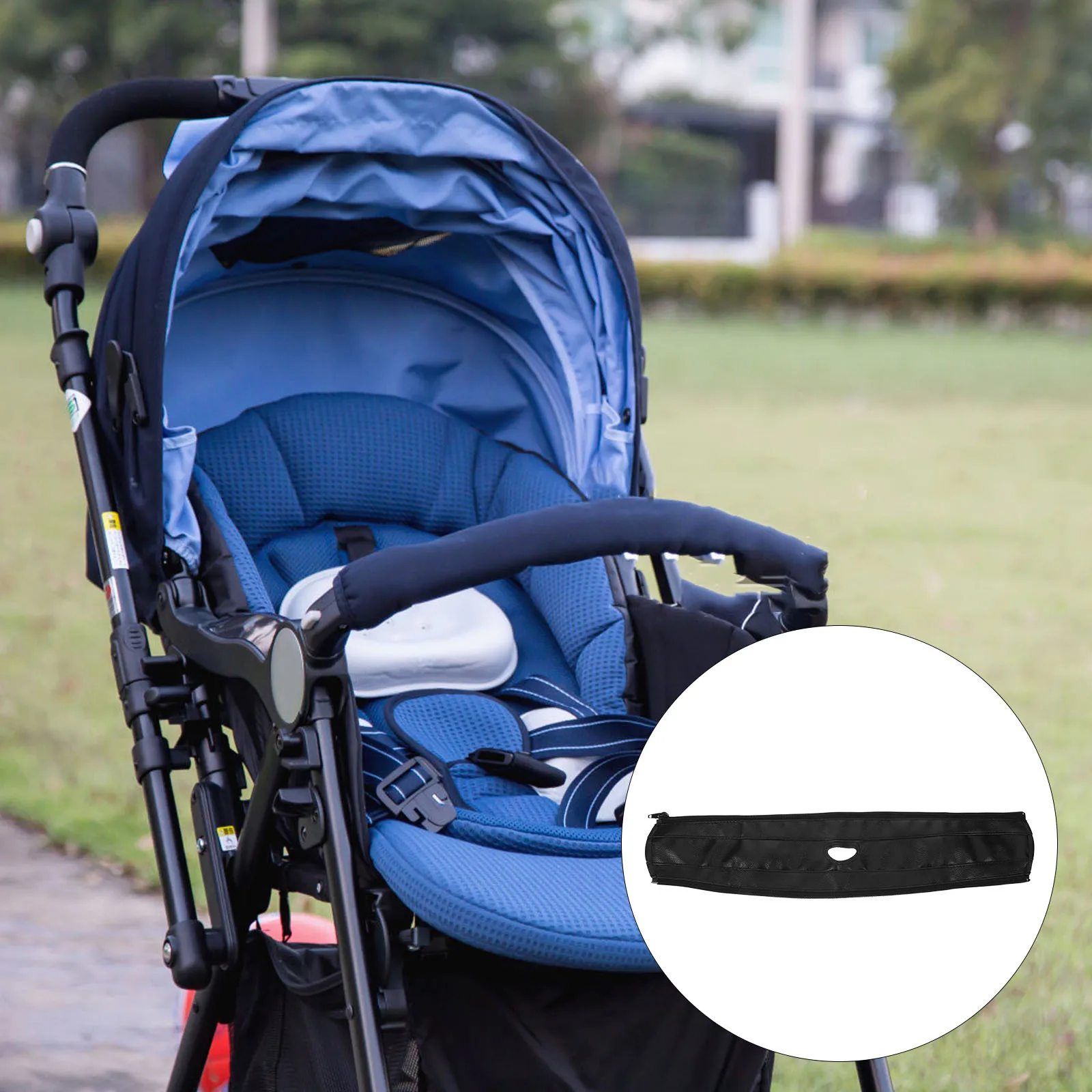 

Stroller Handlebar Cover Black Pu Universal Fit Most Baby Strollers Removable Zipper Anti-Slip Grip Replacement Armrest Sleeve