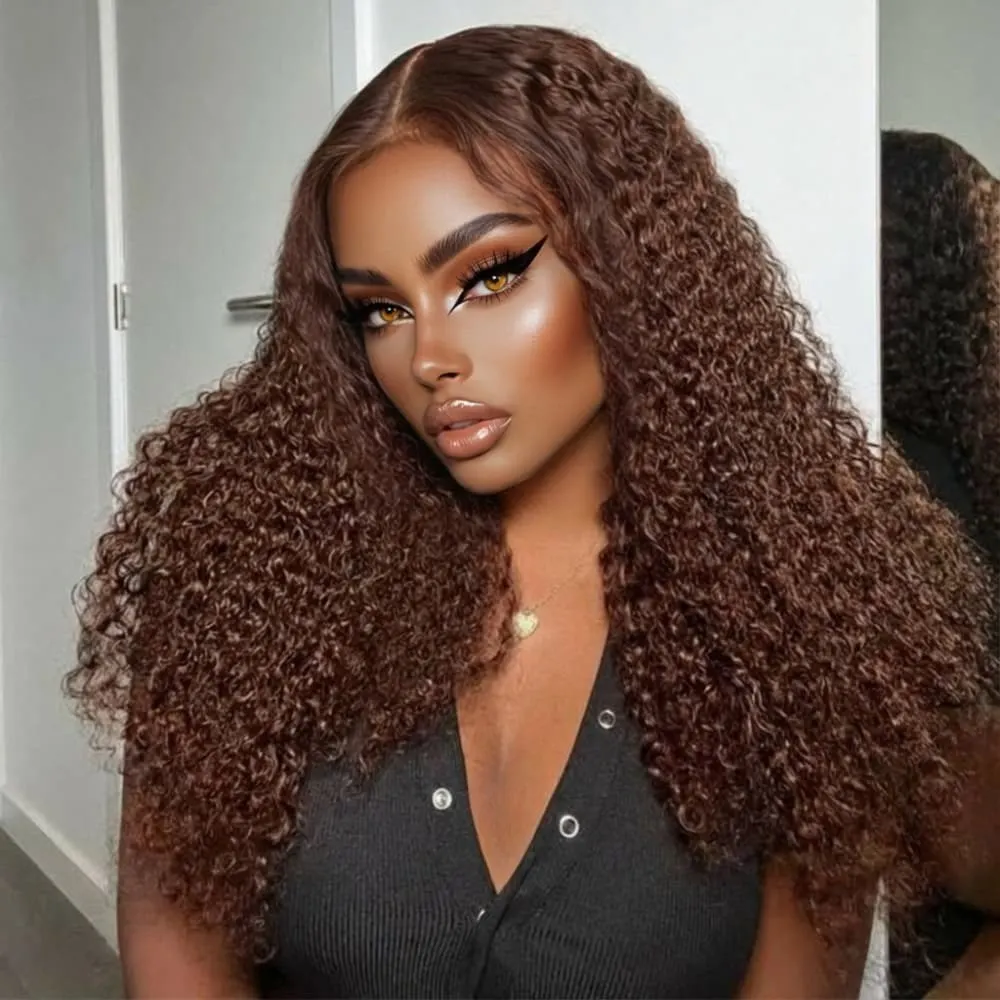 

Шоколадно-коричневый парик с глубокими кудрями и прозрачной HD-основой 13x4, парик с глубокими волнами, парик с прозрачной основой, парик с плотностью 200%