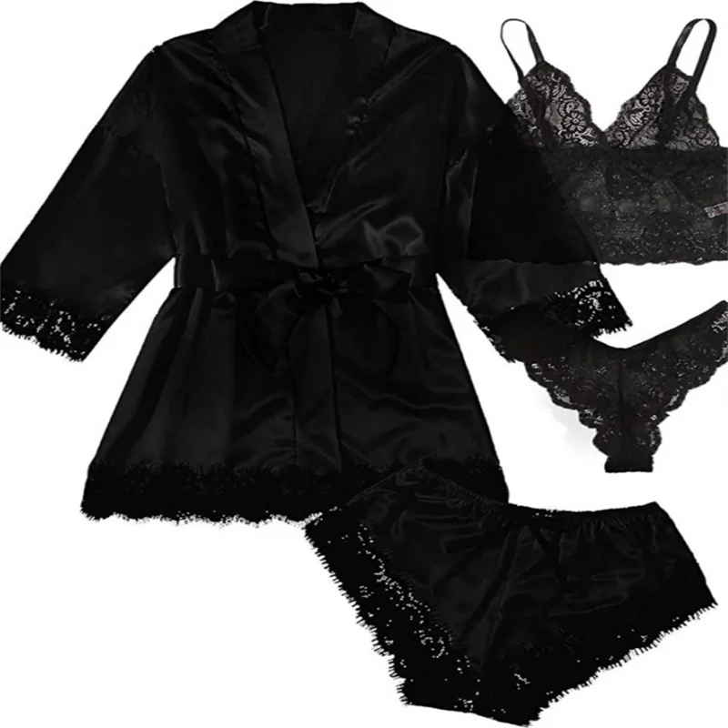 Women\'s Sleep Lounge New Pajama Sets Sexy Lace Satin Suspender Set For Sleeping Pajamas,Skin Friendly And Comfortable Loungewear