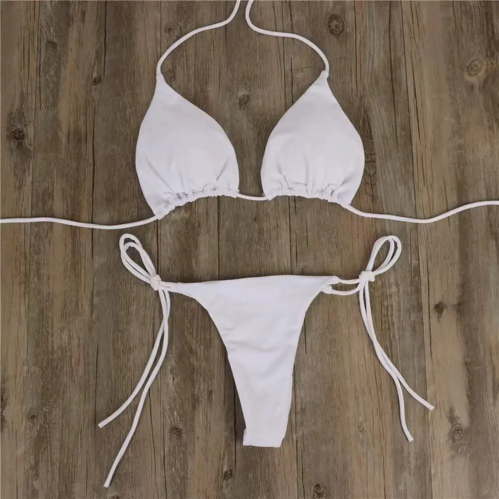 Sexy Strappy Bikini Set Women Padded Swimwear Traditional Cut Bottom Summer Beach Pool Vacation Female Split Swimsuit