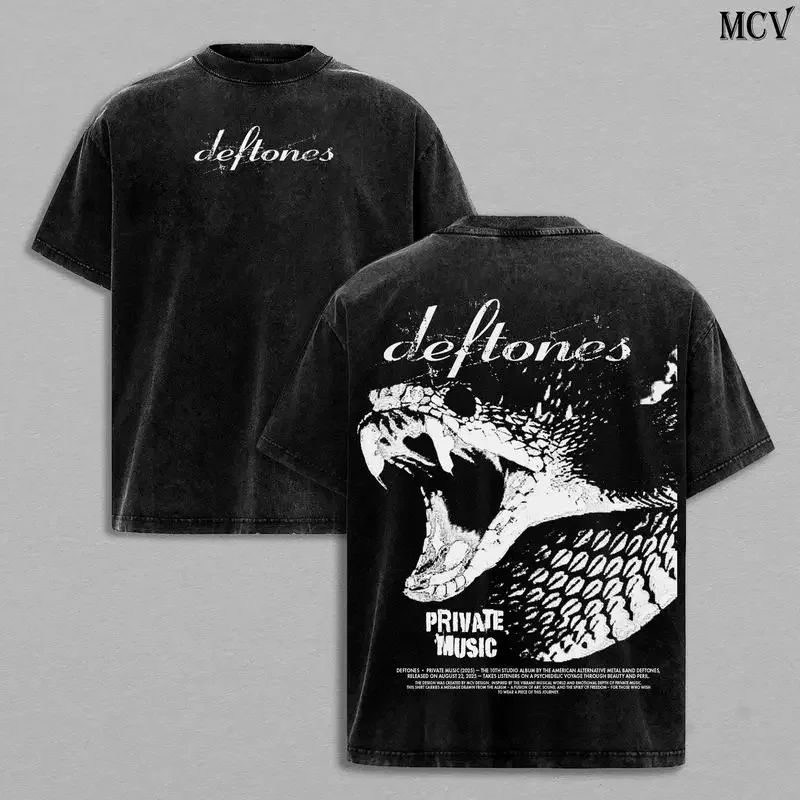 Deftones Tees & Hoodie & Sweatshirt – Private Music Album Vintage Washed Oversized Heavy Cotton Rock Metal Band T-Shirt Retro St