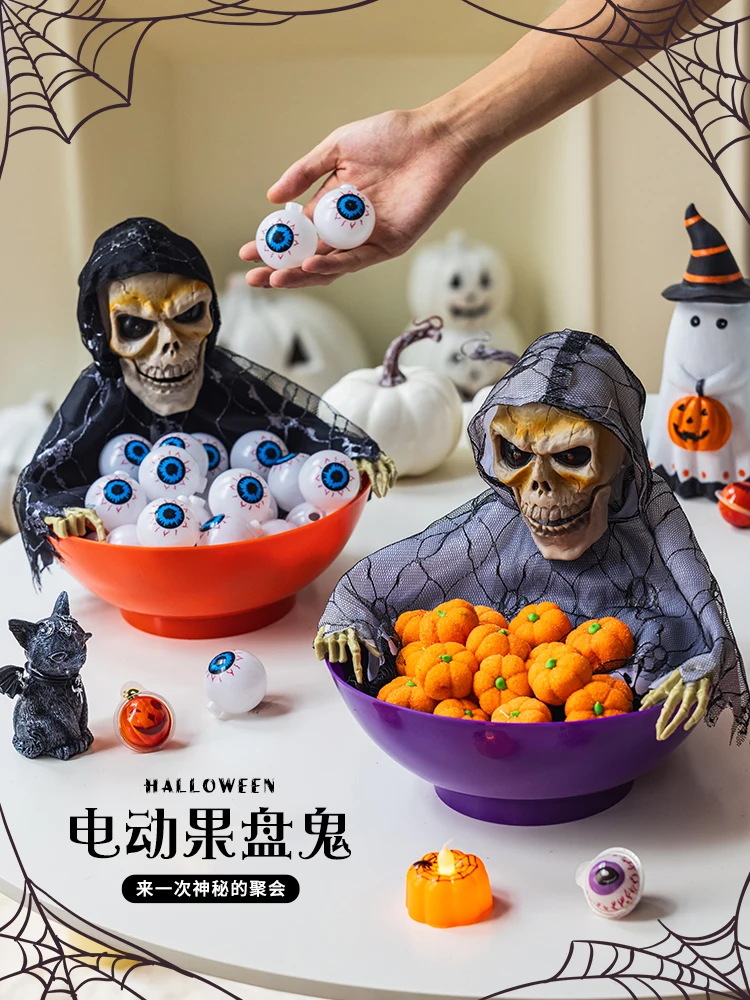 

For Halloween scene layout pumpkin bucket funny candy plate props ornament event atmosphere decorations bar dress up