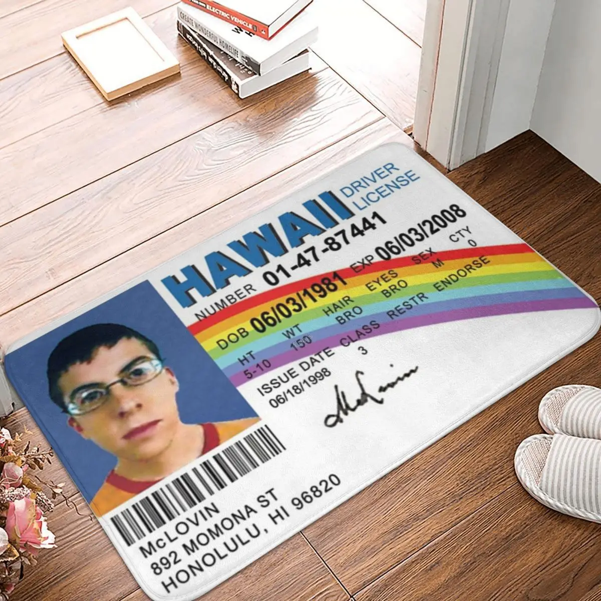 McLovin Driver License Non-slip Doormat, Super Absorbent, Bathroom Floor Mats, Home Entrance Rugs, Kitchen Carpet, Outdoor