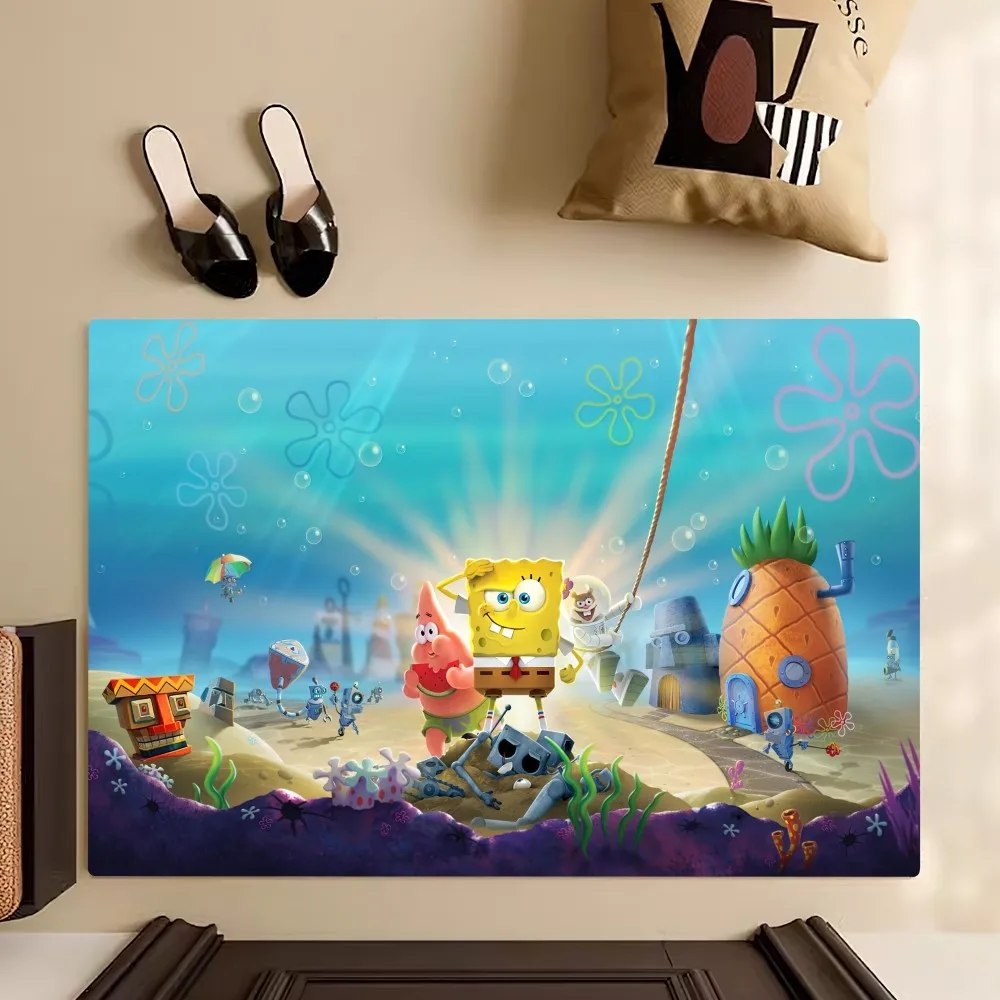 bilibili Funny S-Sponge B-Bob Cute Floor Mat Bedroom Kitchen Door Bath House Super Absorbent Foot Non-slip