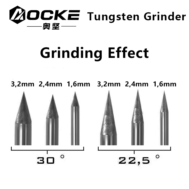 Imagem -06 - Aocke-elétrica Handheld Tungsten Electrodo Grinder Portátil Tungsten Sharpener para Soldagem Eletrodo Dustproof 15 ° 30 ° 45 ° 220v