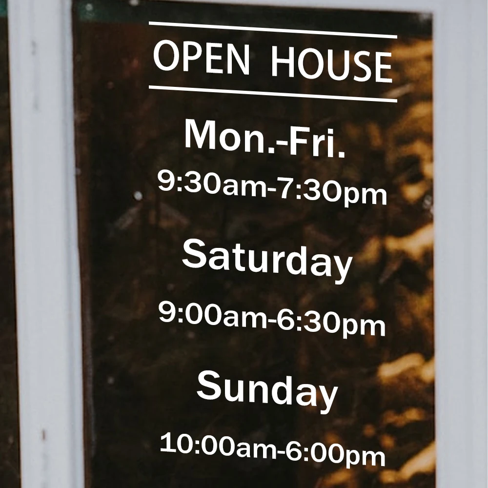 Custom Business Hours Window Decal - 10.5