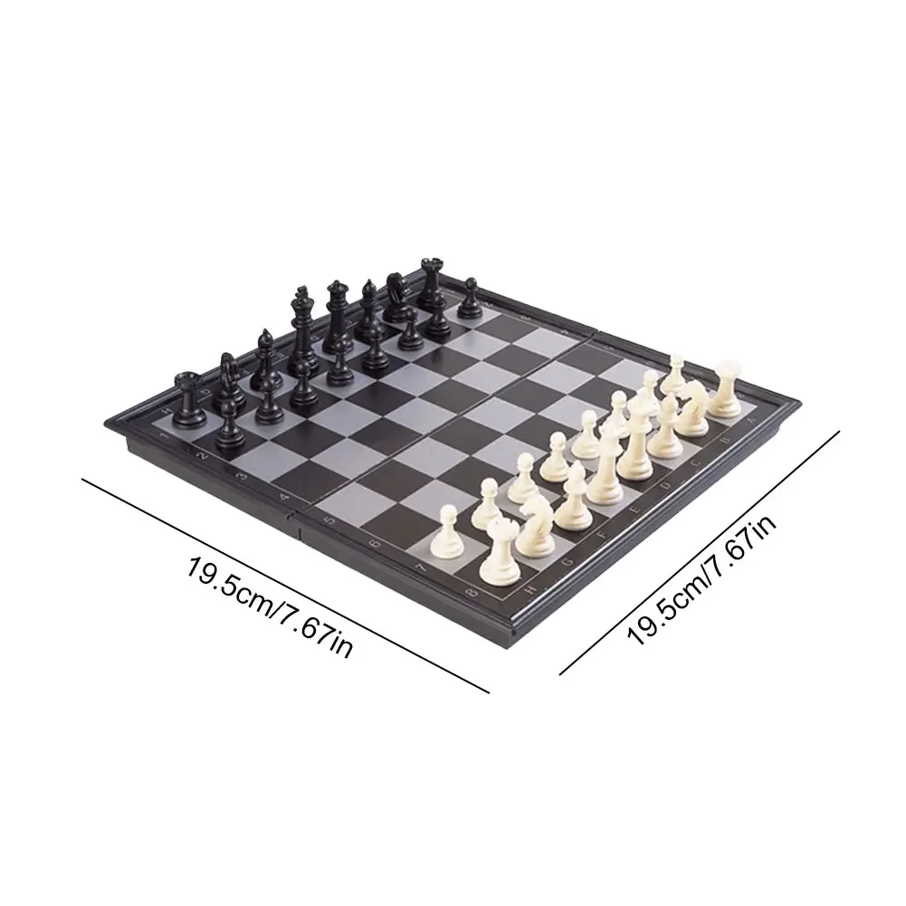 Zusammenklappbares magnetisches Schach, 19,5 x 19,5 cm, tragbares Schachbrett, internationales Schachspiel, Geschenk für Erwachsene, Kinder, Anfänger