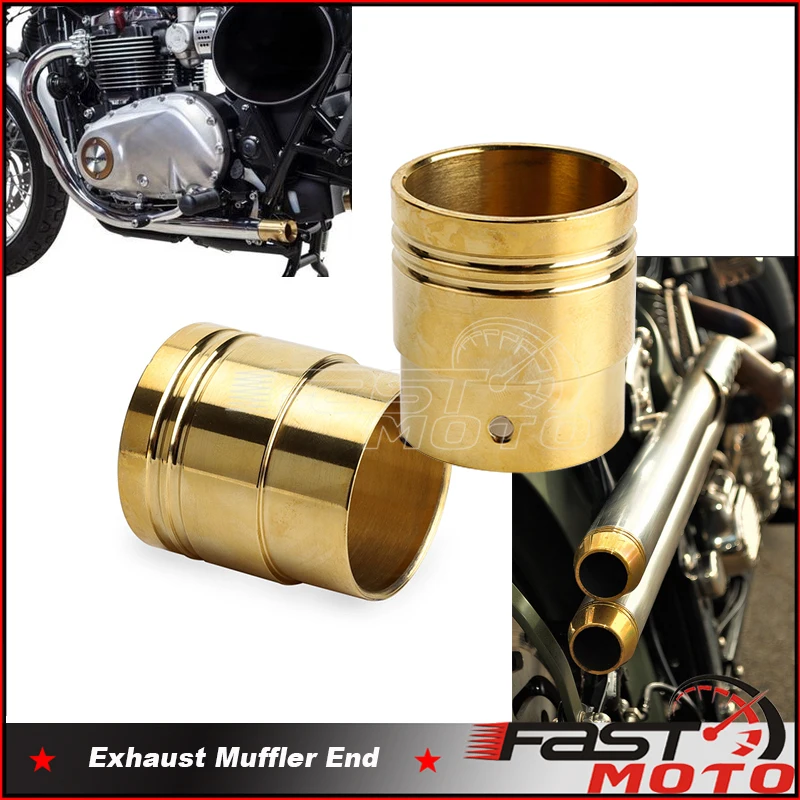 Brass Motorcycle Exhaust Pipe Tip For Harley Chopper Cafe Racer Universal Exhaust Tips Pipe 1-7/8\