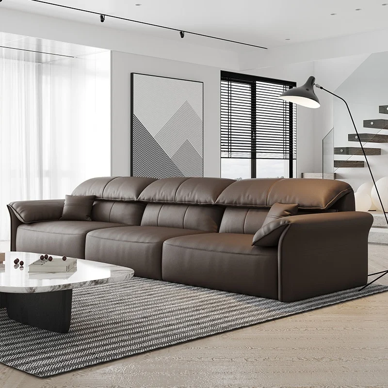 

# Modular Sectional Sofas Set Leather Minimalist Stainless Steel Legs Living Room