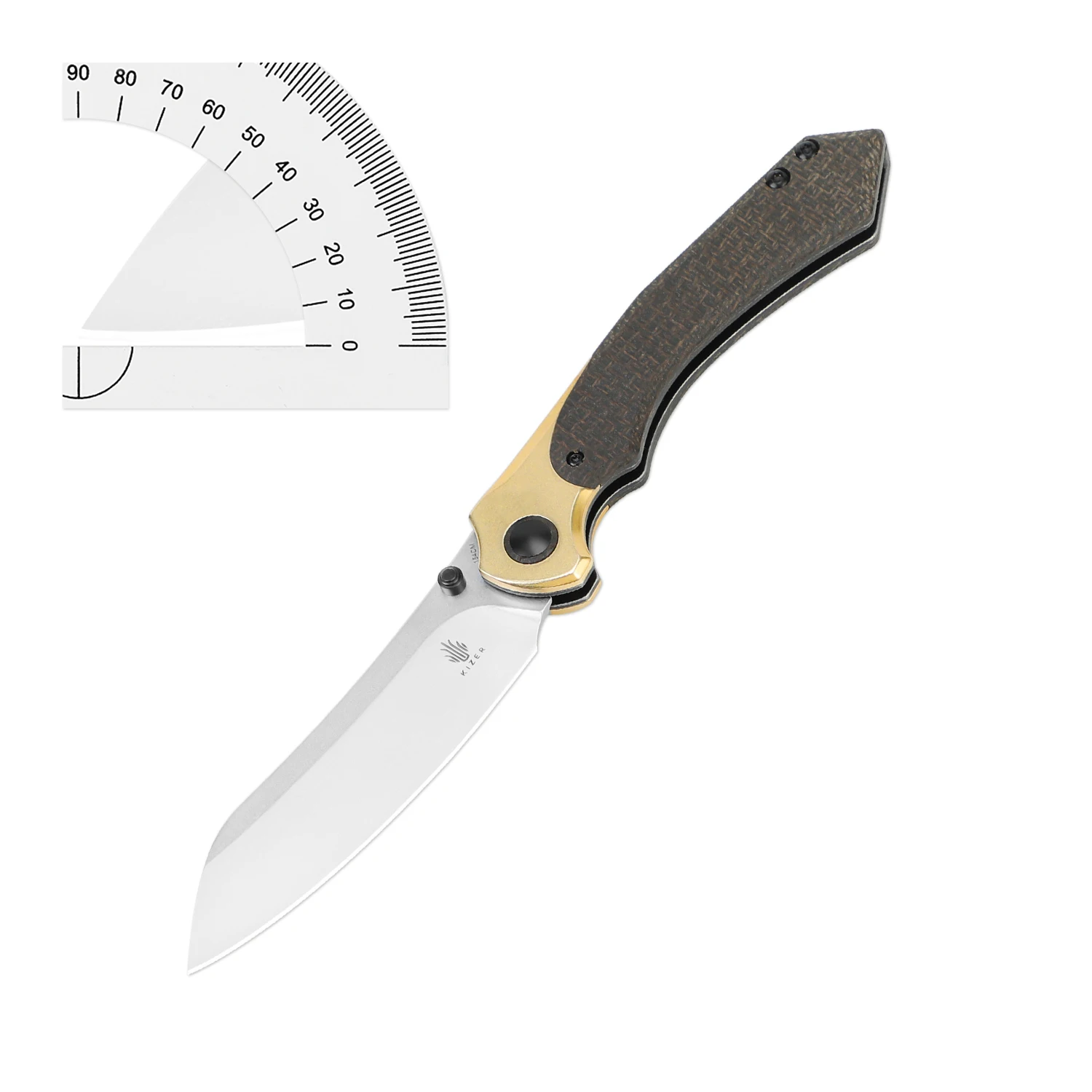 Kizer Folding Pocket Knife V4626C1 Clairvoyant 2023 New Brass+Micarta Handle with 154CM Steel Blade EDC Knife