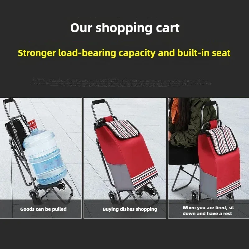 Escalier d'escalade pour acheter de l'épicerie, petit chariot avec maison pliante, bagage portable, chariot de conducteur, petit chariot, caddie