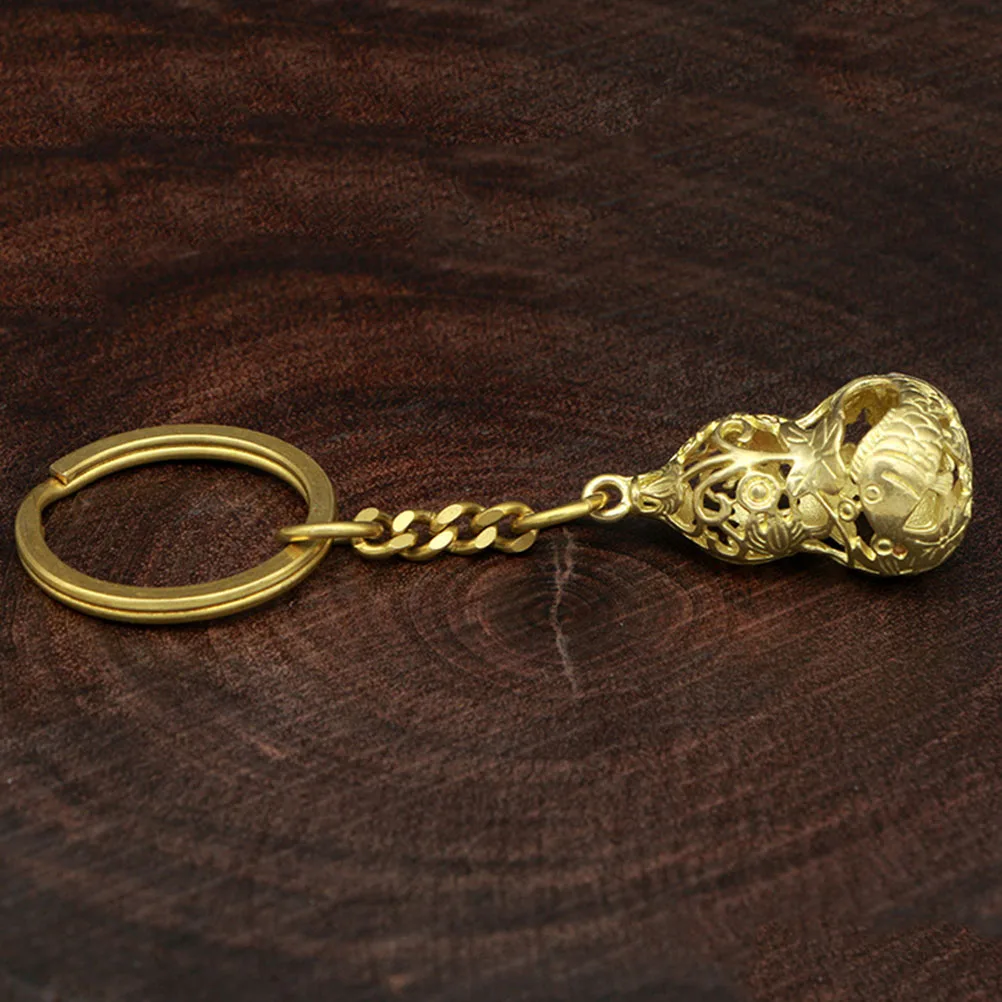 

Hollow Gourd Keychain Brass Feng Shui Pendant Car Keychains Handmade Copper Charm Widget Lucky Prosperity Wealth
